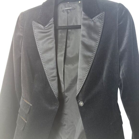 Elie Tahari Womens Black Velvet Blazer Jacket With Satin Lapel Single Button Clo - Picture 6 of 7